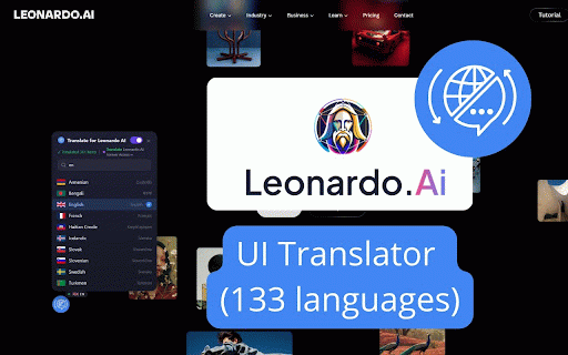 Leonardo AI: interface translator — English and 133 languages :: Translate Leonardo AI interface into 133 languages. Google Translate API. Not affiliated with Leonardo AI.