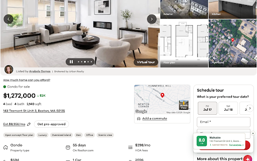 Walkability Scores for Real Estate :: See the SafeStreets walkability score (0 to 10) on any property listing you open, in any country.