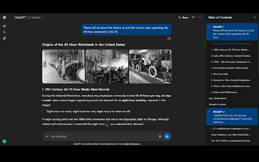 GPT Table of Contents :: Adds a Table of Contents sidebar to ChatGPT that auto-extracts & organizes headings from conversations for easy navigation.