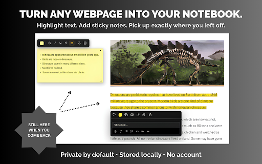 Web Highlighter and Sticky Notes - Markd :: Highlight web pages, add sticky notes, save bookmarks, and organize private research with tags, projects, search, and local backups.