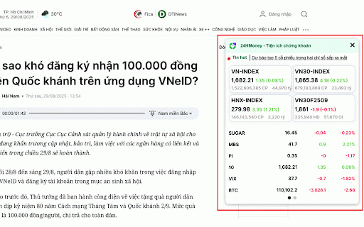 24HMoney - Tiện ích :: Hiển thị dữ liệu chứng khoán từ 24HMoney trên mọi trang web