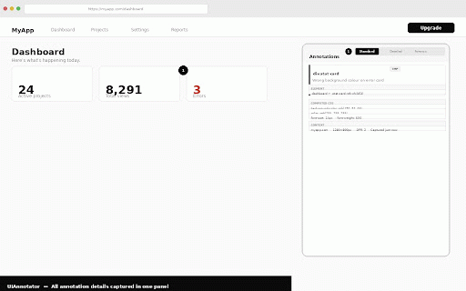 UIAnnotator — Annotate any website for AI agents :: Annotate any webpage for AI agents. Capture CSS selectors, styles & screenshots. Paste into Claude or Cursor for instant fixes.