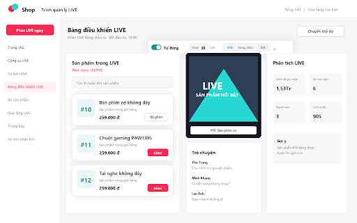 SellerCare - Auto Ghim :: Tự động ghim lại một sản phẩm theo thời lượng bạn chọn trong TikTok Shop LIVE.
