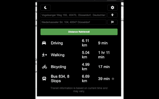 How Far :: Calculates distances from selected locations to a default target location, like a workplace or nearby restaurant.