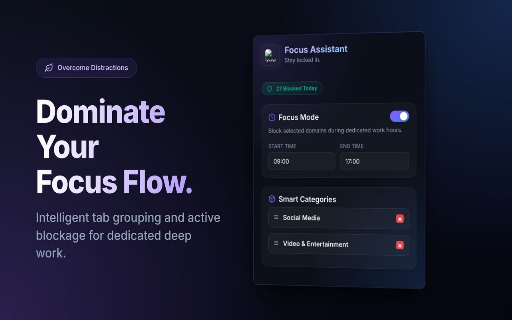 Focus Assistant :: Supercharge your productivity. Block distracting sites, group your tabs, and stay locked in during focus hours.