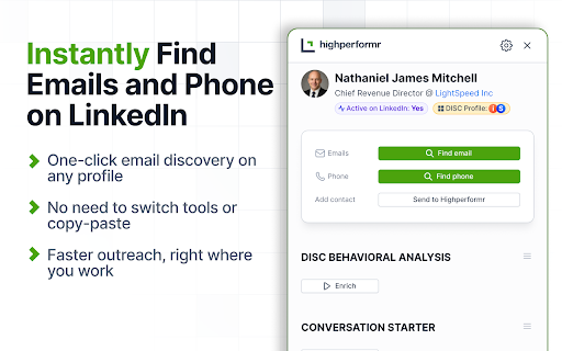 Highperformr AI - Phone Number and Email Finder :: Highperformr AI – Prospect Smarter
Turn your workflow into a powerful prospecting and research experience with the Highperformr AI…