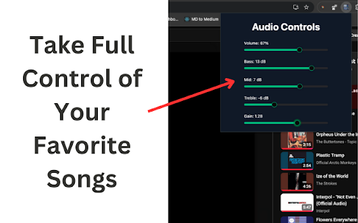 Advanced Audio EQ & Effects Controller :: Enhance your audio experience: control volume, bass, mid, treble, and apply audio effects on any website with ease.