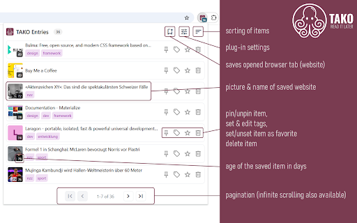 TAKO - Read it later :: TAKO is the successor to 'Pocket Item Viewer' (formerly for Pocket.com) and saves interesting pages to read later.
