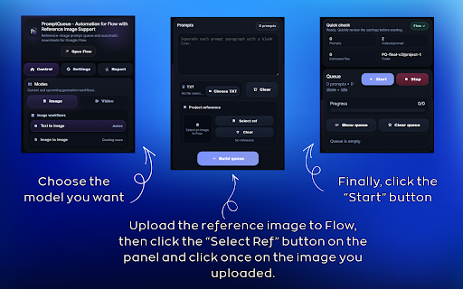 PromptQueue - Automation for Flow with Reference Image Support :: Automate Google Flow prompt queues with reference image support, live progress, and automatic downloads.