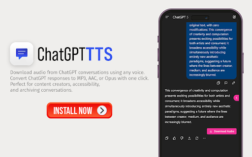 ChatGPT TTS | Text-to-Speech Generator & Audio Downloader :: Text-to-Speech generator and audio downloader for ChatGPT.