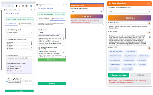 Etsy AI Content Generator :: Tạo tự động tiêu đề, mô tả và tags cho Etsy bằng AI (Hỗ trợ Chrome & Firefox)