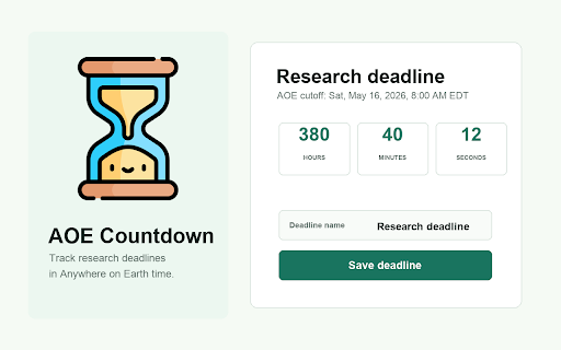 AOE Countdown :: Track research deadlines in Anywhere on Earth time.
