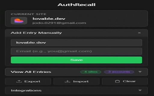 AuthRecall - OAuth Account Tracker :: Track which Google accounts you've used to authenticate on different websites
