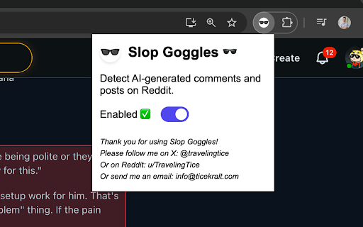 Slop Goggles 🕶️ :: Detect AI-generated comments and posts on Reddit