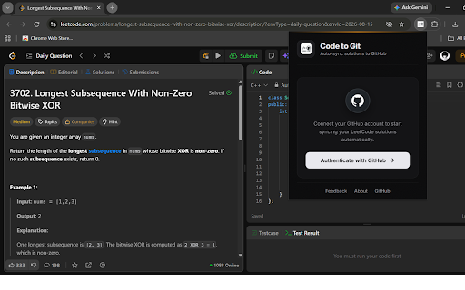 Code to Git :: Automatically sync your LeetCode solutions to GitHub with ease.