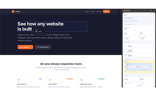 Inspekt | Website Design Inspector :: Inspect fonts, colors, typography, assets, tech stacks, and page structure of any website. Save and export.