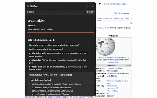 Cambridge Dictionary Pop :: A browser extension that allows you to quickly look up word definitions from Cambridge Dictionary.