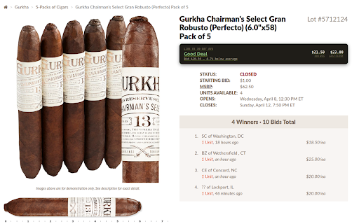 CigarBid Tracker :: Overlays historical auction prices and deal scores on CigarBid.com listings. Know what cigars actually sell for before you bid.