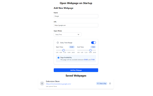 Open Webpage on Startup :: Automatically open user-defined webpages when your browser starts.