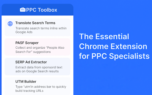 PPC Toolbox :: Essential tools for PPC experts: translate queries, scrape PASF, extract SERP ads, and build UTM links in seconds