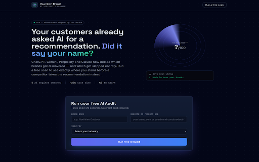 YOB — AI Visibility & GEO Scanner :: Instant AI Search Visibility & GEO Audit Scanner for any Brand or Product Page.