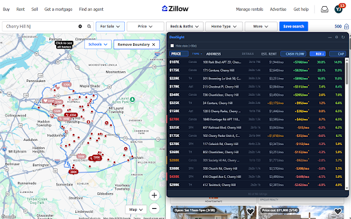 DealSight :: Adds cash flow and ROI metrics to Zillow search results and lets you sort by them.