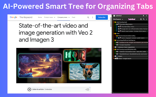tabMind - AI smart tree style tabs :: Organize & visualize tabs, bookmarks in a smart AI-driven hierarchy. Organize tabs in tree based on its content not just who open it