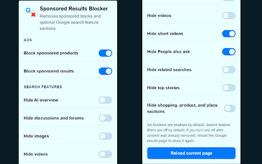 Google Sponsored Results Blocker :: Removes the Sponsored results block from Google search results.