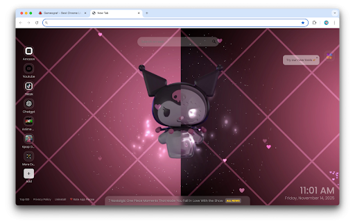 Kuromi Skeleton Live Wallpaper :: Add a touch of quirky charm to your browser with the Kuromi Skeleton Live Wallpaper Chrome Extension.