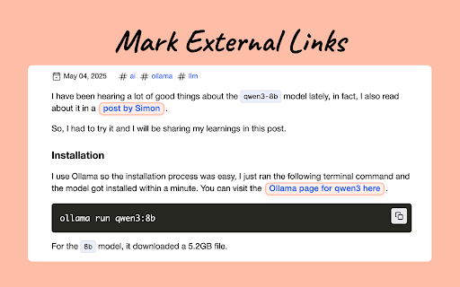Mark External Links :: Highlights external links on websites with a calm, visually appealing style