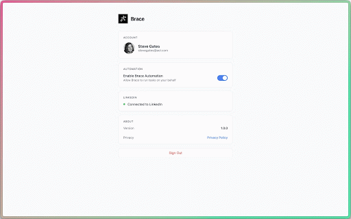 Brace :: LinkedIn productivity assistant - automate workflows and sync data with your permission