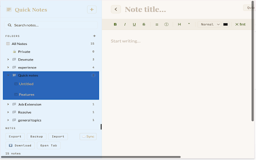 Quick Notes :: Beautiful, lightweight notes manager with folders, rich text, search and export