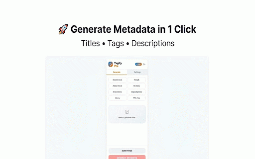 TagifyPro – AI Metadata Generator :: Generate SEO titles, keywords & descriptions for stock images using AI.