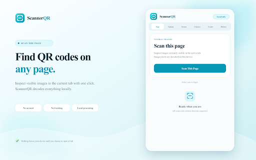 QR Code Scanner & Generator - ScannerQR.com :: Scan QR codes and barcodes from pages, screenshots, images, or your camera. Generate QR codes privately and locally.
