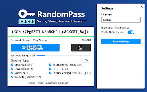 RandomPass - Password Generator :: Generate secure random passwords with customizable characters and length