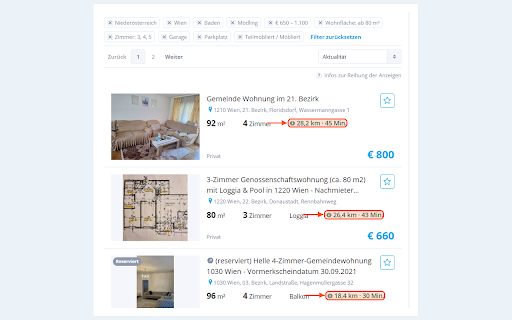Willhaben Route Helper :: Zeigt Route, Entfernung und Fahrzeit zu Immobilienadressen auf willhaben.at