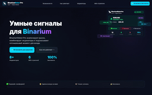 BinariumRobot Pro :: BinariumRobot Pro — сигнальный ассистент для Binarium: 10 индикаторов, 7 систем мани-менеджмента, торговый журнал.