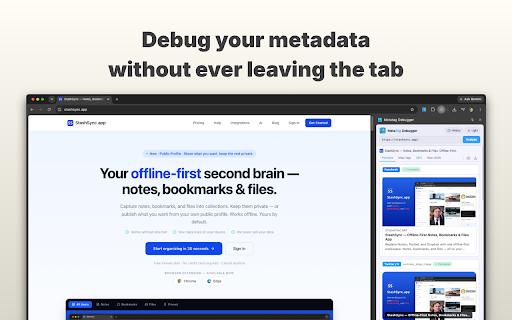 Metatag Debugger :: Debug and preview OGP, Twitter Cards, and SEO metadata. See how your pages appear on Facebook, X, LinkedIn, Discord, and more.