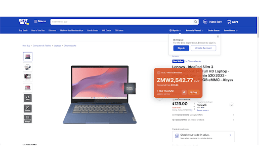 Currency Converter :: Automatically converts currencies to your preferred currency (default: Kwacha) on hover