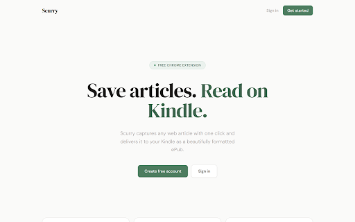 Scurry :: Save articles from any webpage and send them to your Kindle as an ePub.