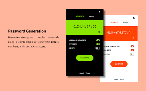 GenHash :: A lightweight extension that generates random passwords and hashes text using well-known algorithms, locally.