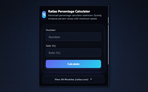 Ratias Percentage Calculator :: Advanced percentage calculator extension. Quickly compute percent values with maximum speed.
