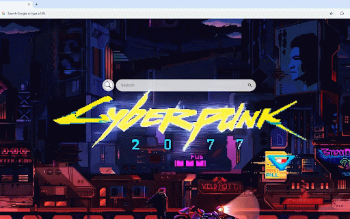 Cyberpunk 2077 Retro Live Wallpaper :: Cyberpunk 2077 retro pixel art cityscape with neon signs and futuristic motorcycle scene.