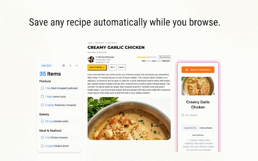 Honeydew Recipe Extension :: Send recipes to Honeydew app with a click