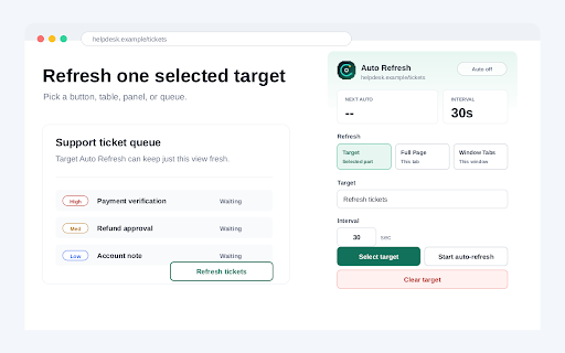 Target Auto Refresh :: Refresh one selected target, the current tab, or all tabs in the current window.