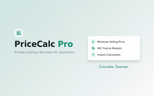 PriceCalc Pro :: Product pricing calculator for businesses. Calculate minimum selling price with VAT, fees, and profit margins.