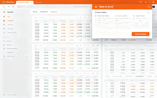 Table to Excel - One-Click Export :: Detect and export tables on any web page to Excel (.xlsx) with one click. Supports single or batch export, preview and locate.