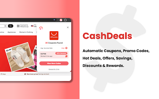 CashDeals: AI Coupons & Savings :: Find and test coupon codes to save while shopping.