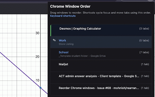 Reorder Chrome Windows :: Switch between Chrome windows or move tabs in a custom window order.