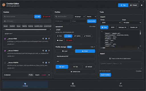 Cookie-Editor :: A powerful Cookie Editor for tab-based and global cookie management, with fast editing tools and cloud sync.